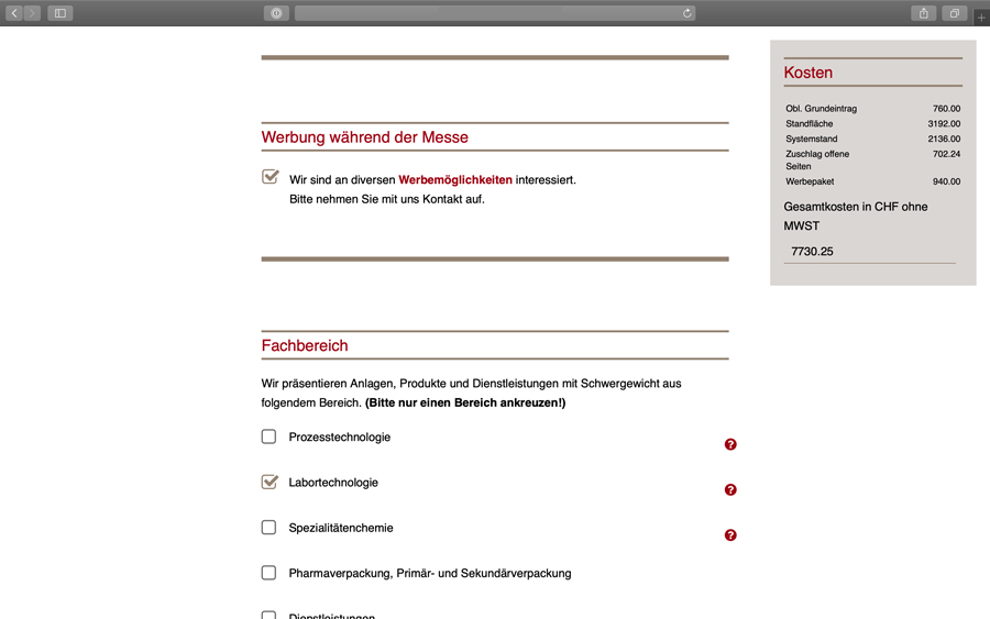 ILMAC Online-Anmeldeformular