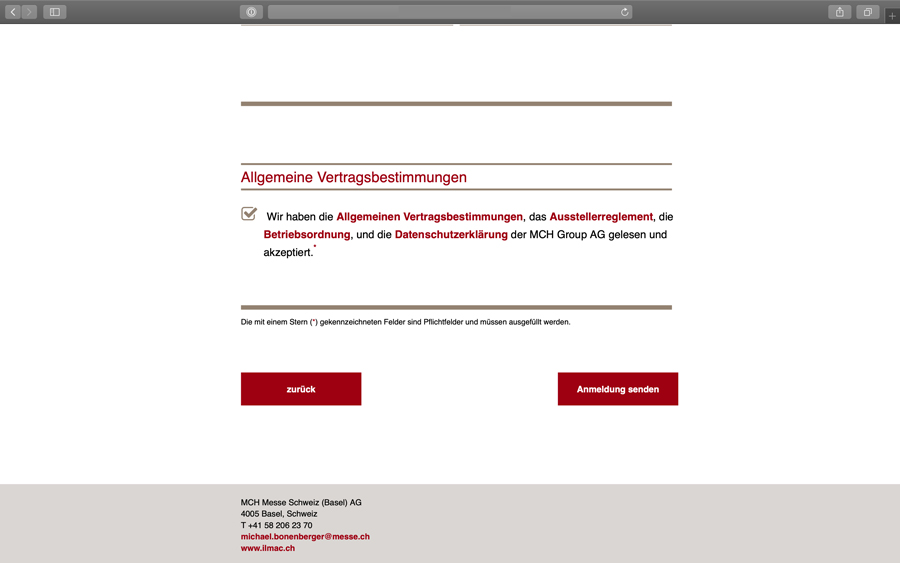 ILMAC Online-Anmeldeformular